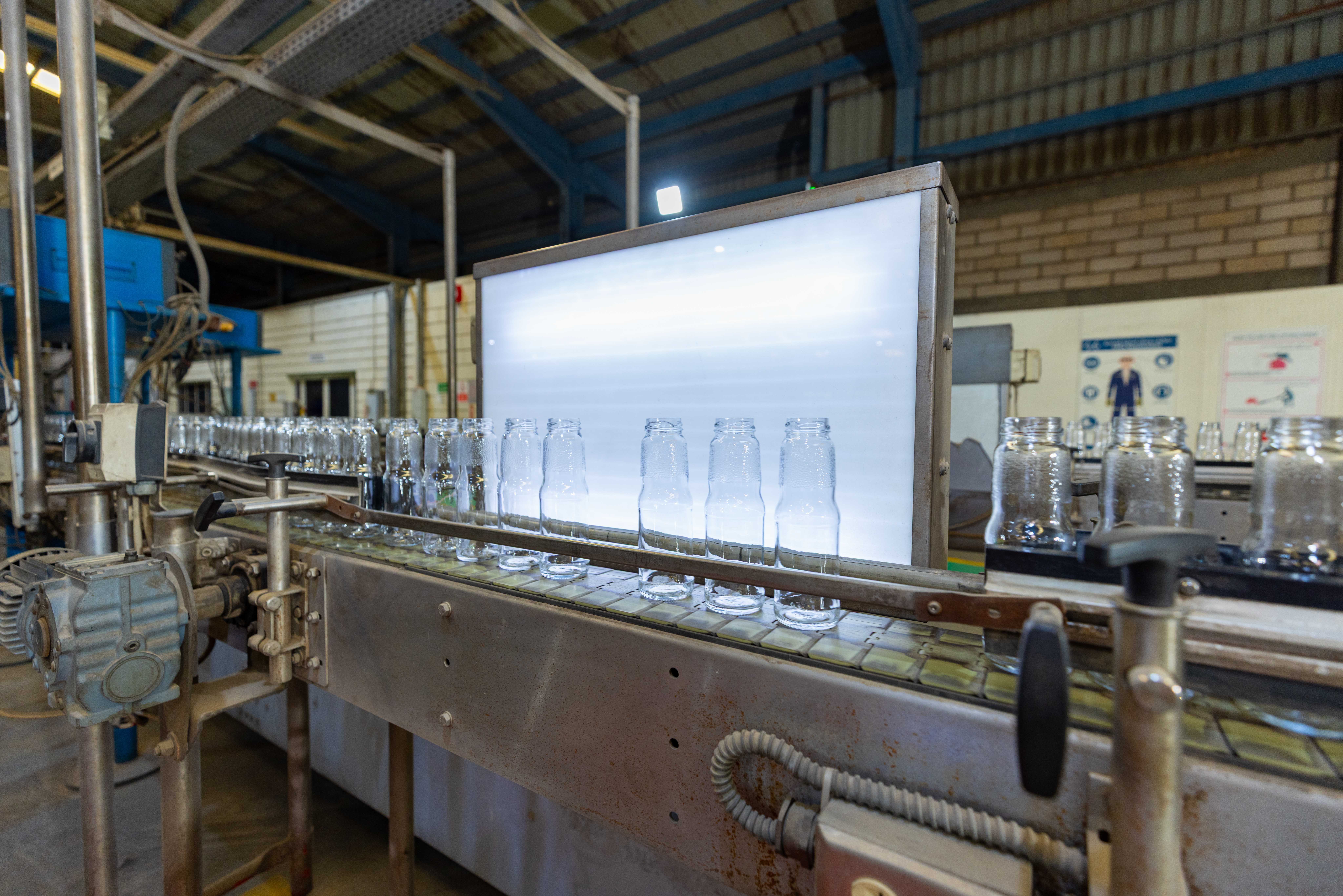 Clear glass jars on the SAGCO production line